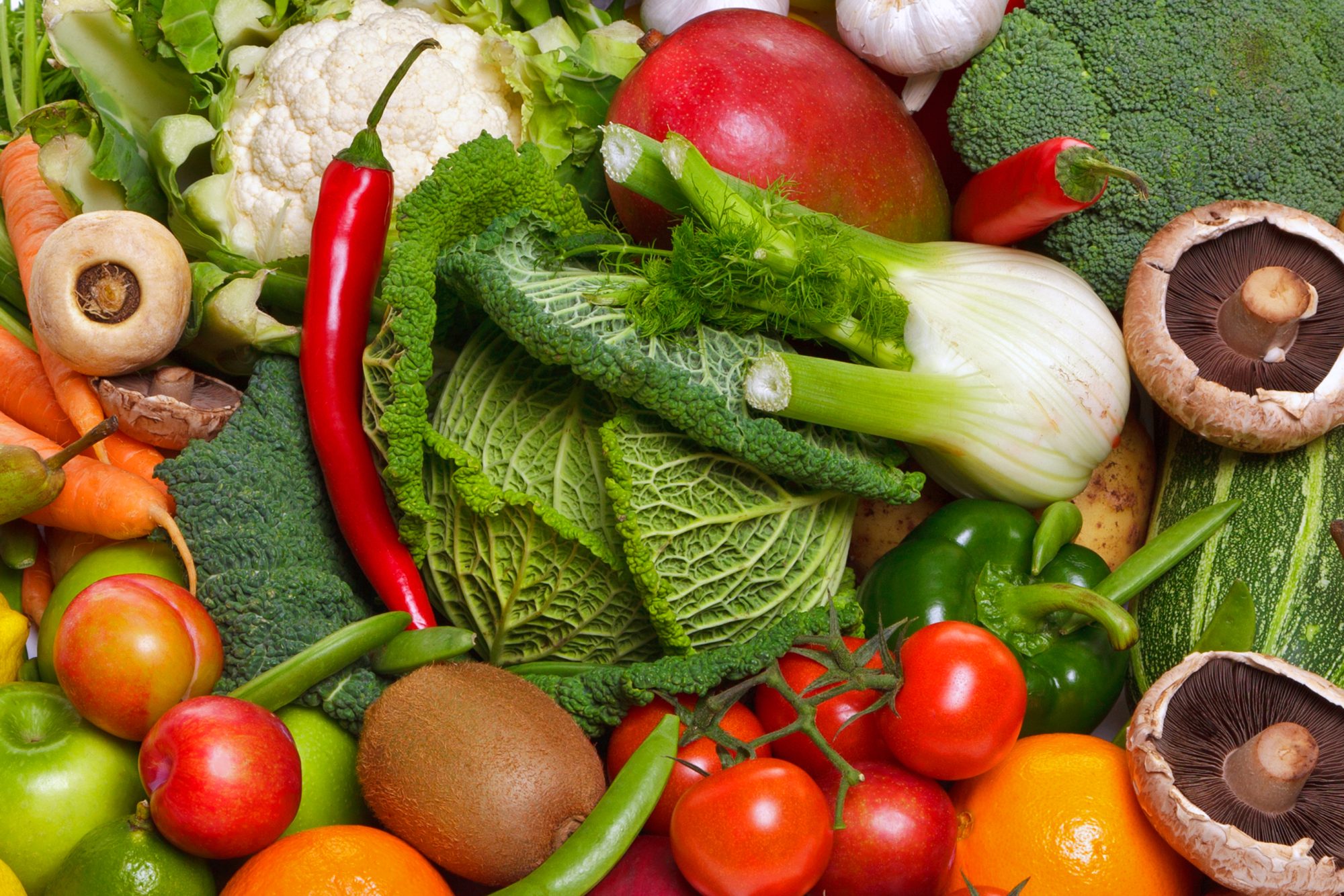 Photo of a large group of fruit and vegetables